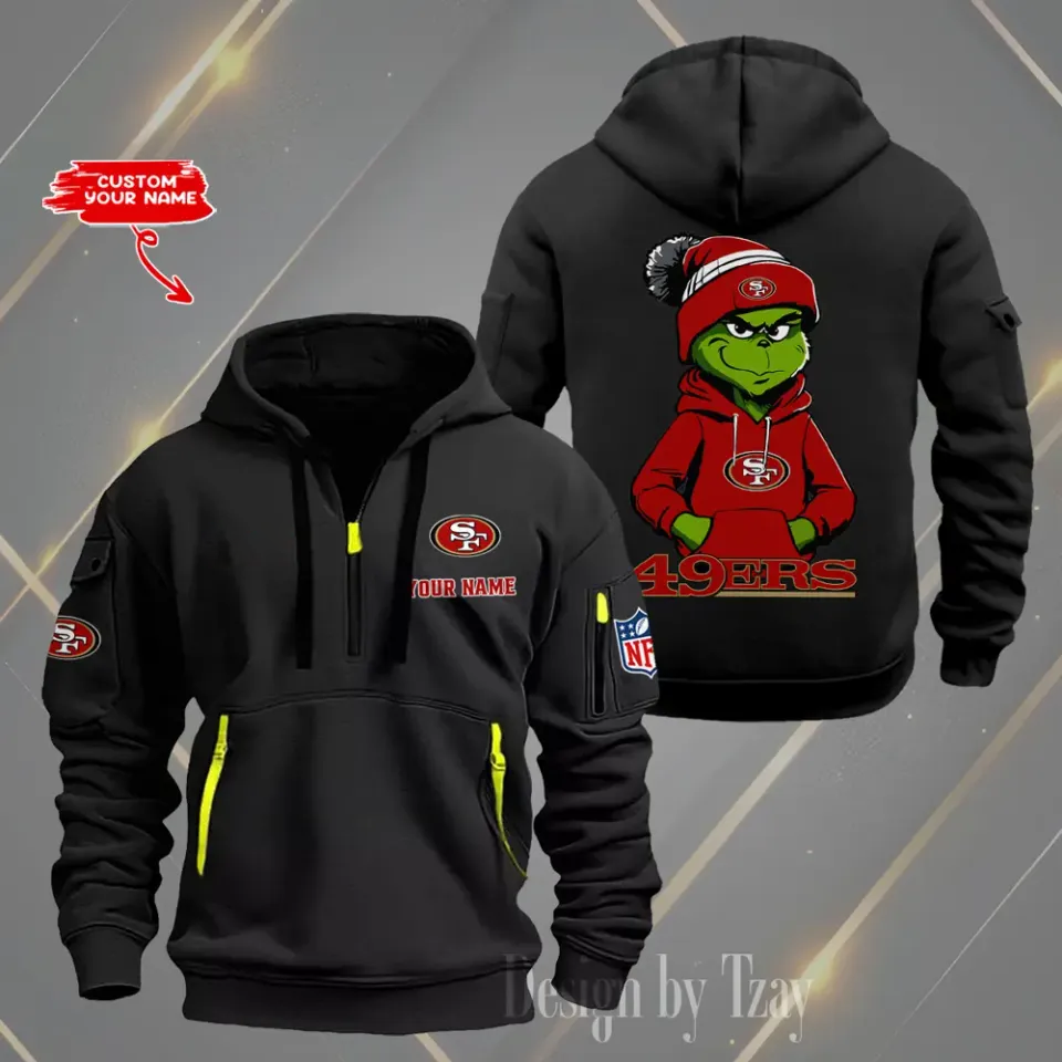 San Francisco Football SF49ers Team Custom Name Quarter Zip Hoodie Football Fan Gift