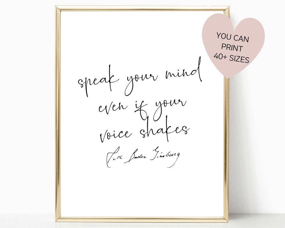 Ruth Bader Ginsburg Quote, Office Wall Art, RBG, Home Office Decor, Feminist Wall Art, Inspirational Wall Art, Motivational Wall Decor