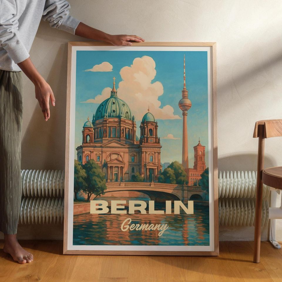 Berlin Germany Poster: Travel Photography, City Wall Art, Retro Art, Home Decoration