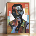 Black Man Art | Black Art Print | Abstract Expressionist | African American Wall Art | Afrocentric Portrait | Abstract Thinking Man Art