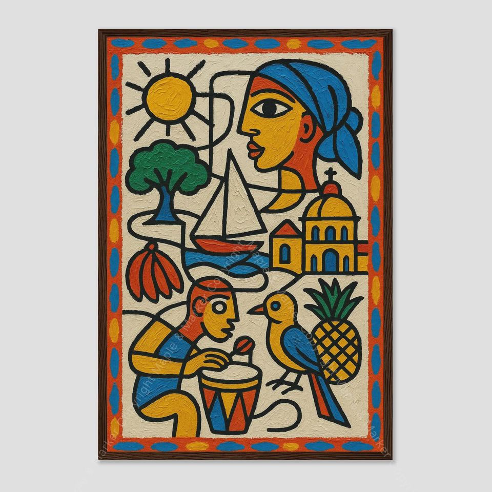Haiti Picasso Style Abstract Country Wall Art
