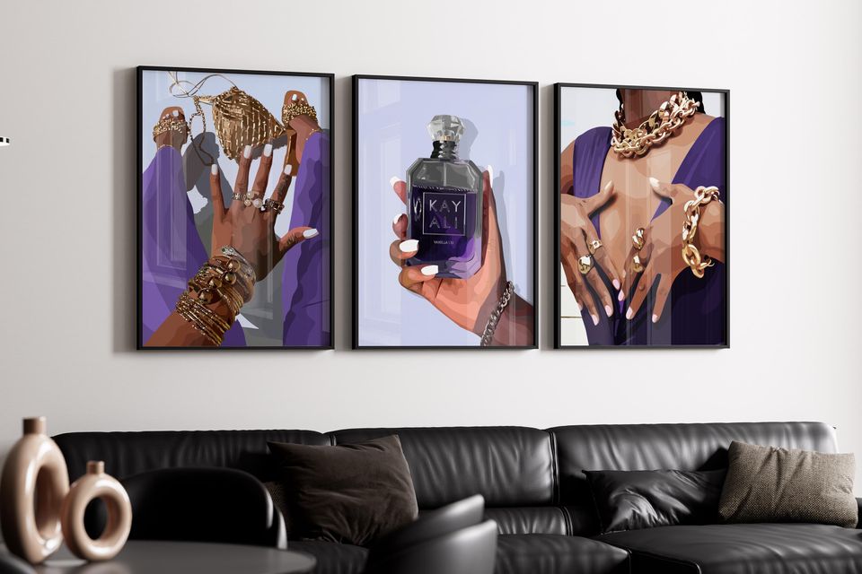4 set art, Black Woman Art, Modern Art, Black Woman Wall Art, Black Girl Wall Art, African wall art, Black girl art, Wall Art Digital