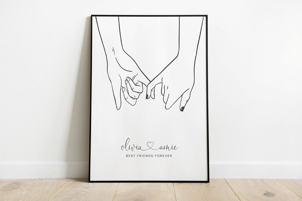 Personalised Pinky Promise Print, Best Friend Print, Bestie Gift, Best Friend Gift, Sister Gift, Best Friend Present, Christmas Gift