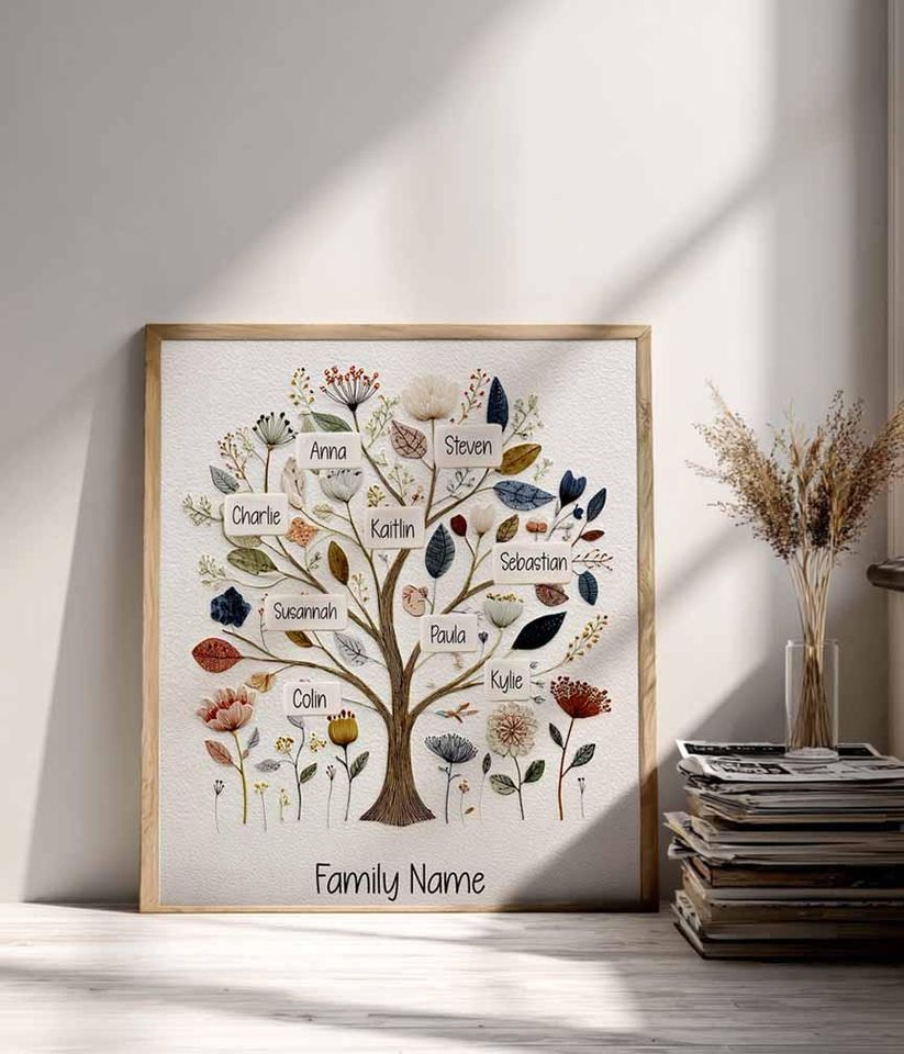 Personalized Family Tree Print  Heirloom Artwork