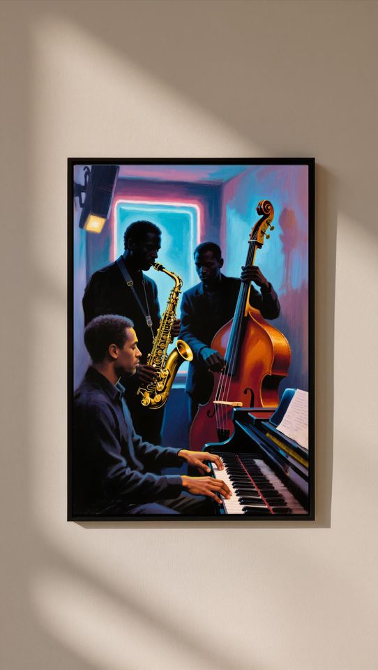Jazz Music Wall Art, Saxophone Poster, Music Band Print, Retro Jazz Decor, Music Lover Gift, Abstract Music Poster Digital Download