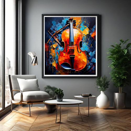 Abstract Violin Music Digital Painting: Downloadable Wall Art Print for Music Lovers