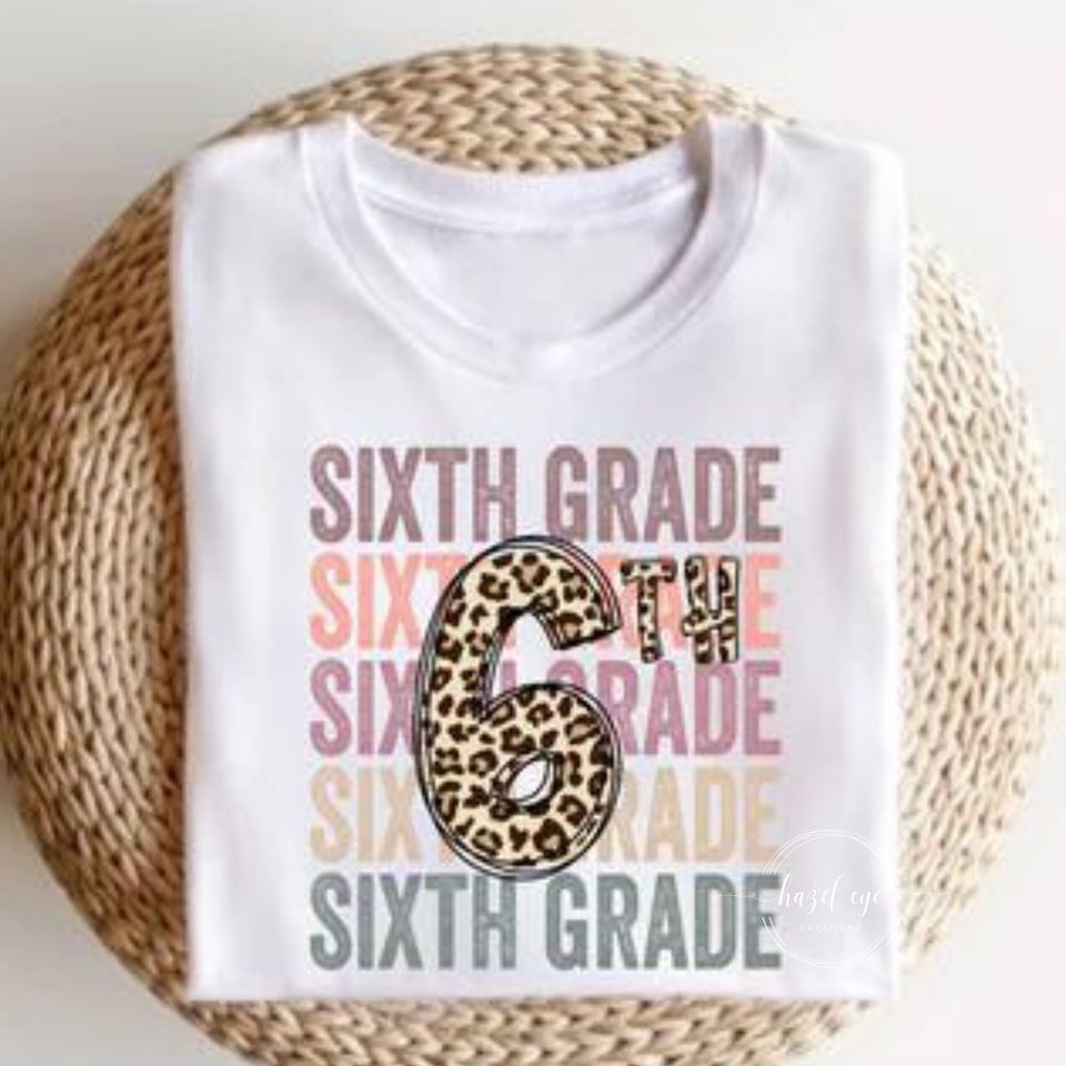 6th grade leopard stacked - unisex t-shirt