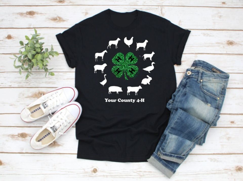 4-H Animals Circle Clover Glitter Shirt