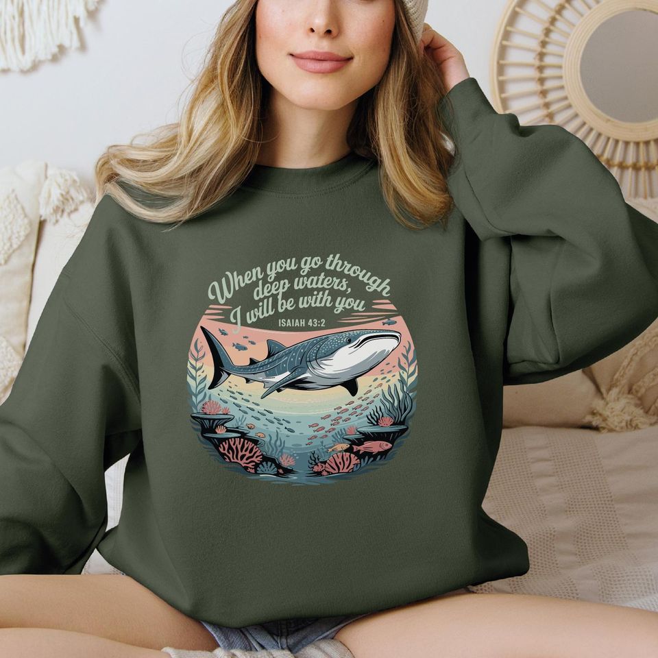 Christian Sweatshirt, Church Shirt, Bible Verse  Isaiah 43:2 Christian Graphic Hoodie, Faith Sweatshirt