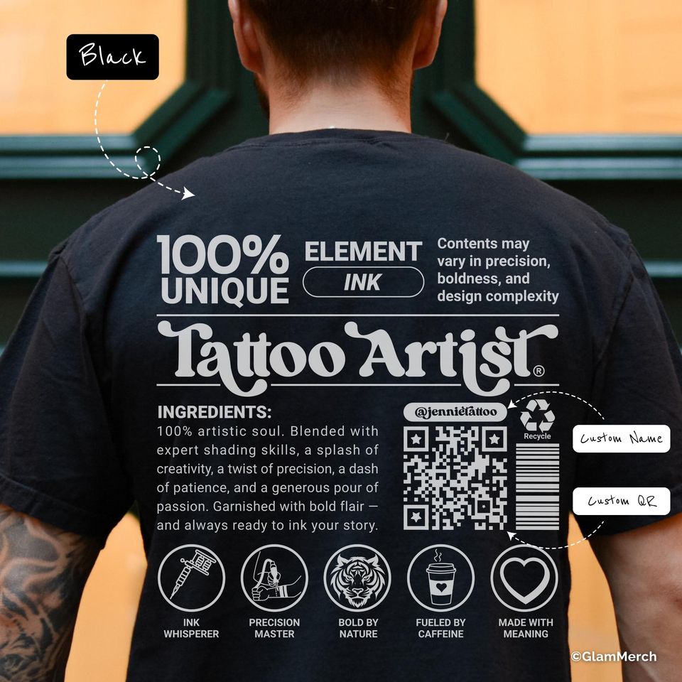 Custom Tattoo Artist T-Shirt with QR Code