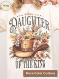 Christian Cowgirl Shirt, Daughter Of The King Western Tee, Comfort Colors Bible Verse Gift For Women, Faith Based Floral Jesus TShirt