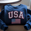 Embroidered USA Flag Sweatshirt: Patriotic 4th of July Apparel