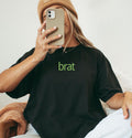 Brat Shirt, Embroidered Brat Comfort Colors TShirt, Trendy Lime Green Brat Crewneck Tee, Brat T-shirt,  Brat Merch, Summer Brat Crew