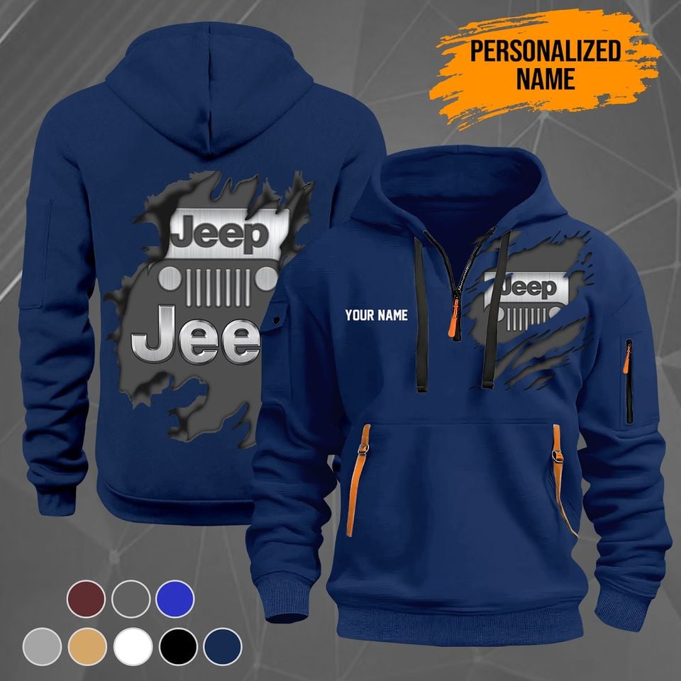 Personalized Name Love J Off Road Heavy Quarter Zip Hoodie