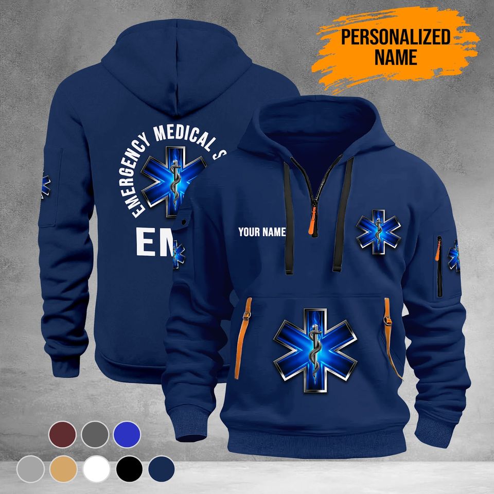 Personalized Name Love E.M.S Quarter Zip Hoodie