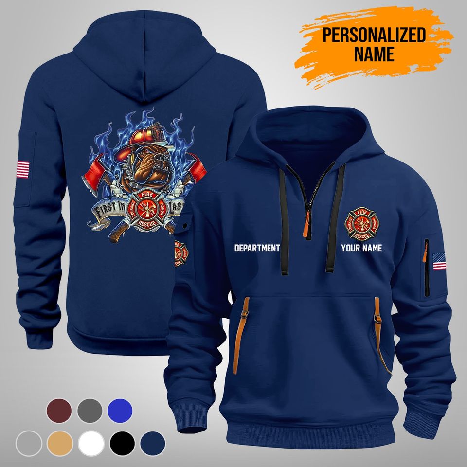 Personalized Name Love Firefighter Quarter Zip Hoodie