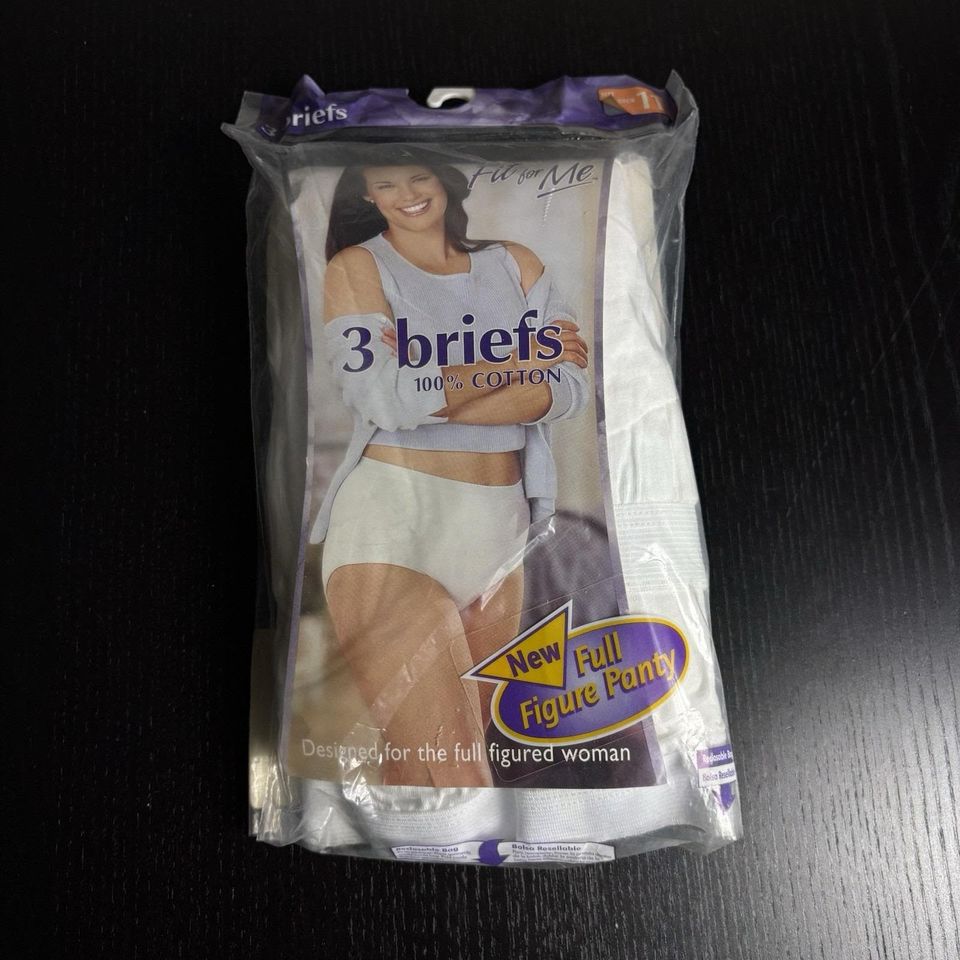 Vintage 2002 Fruit of the Loom Womens Plus Size 11 White Fit For Me White Cotton Briefs NEW