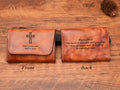 Personalized Leather Rosary Pouch & Coin Purse, Credit Card Holder, Cowhide Coin Purse, 1st Communion, Confirmation Gift, Gift for Catholics