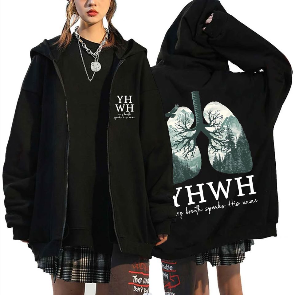 YHWH Lungs Christian Every Breath Speak His Name Zipper Hoodie