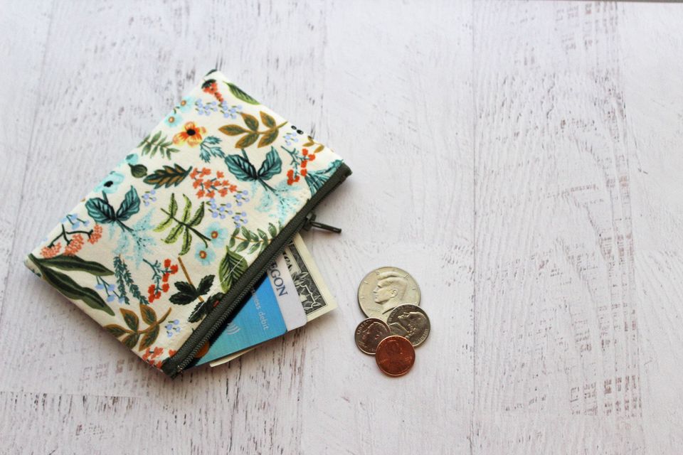 Rifle Paper Co. Floral Zipper Pouch: Dainty ID Holder, Change Purse
