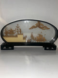 Hand carved cork Asian diorama