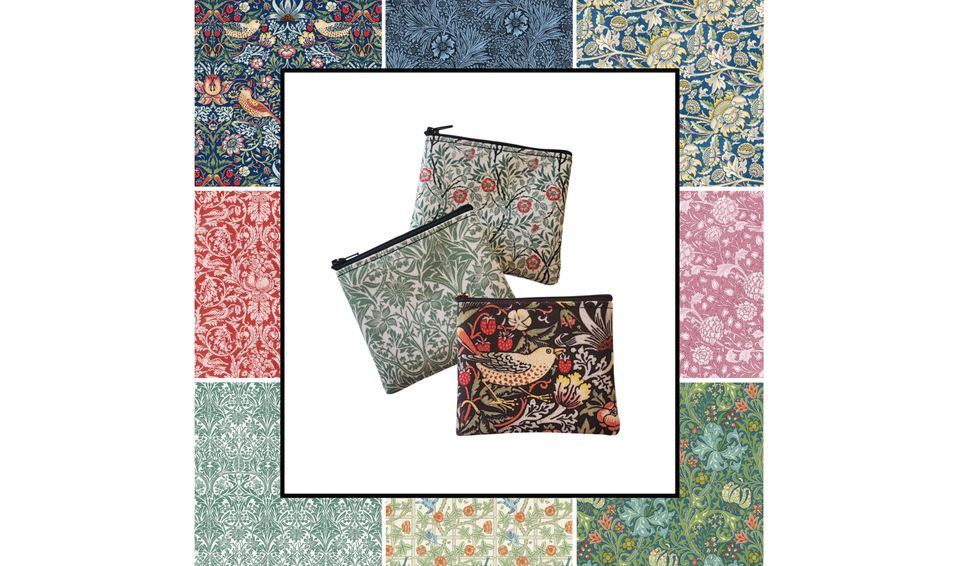 Zippered Coin Pouch - William Morris Fabric Prints Small 4" Card Wallet