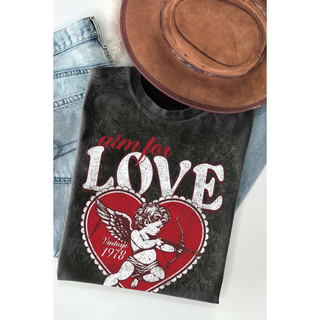 Cupid Aim For Love Mineral Wash T Shirt