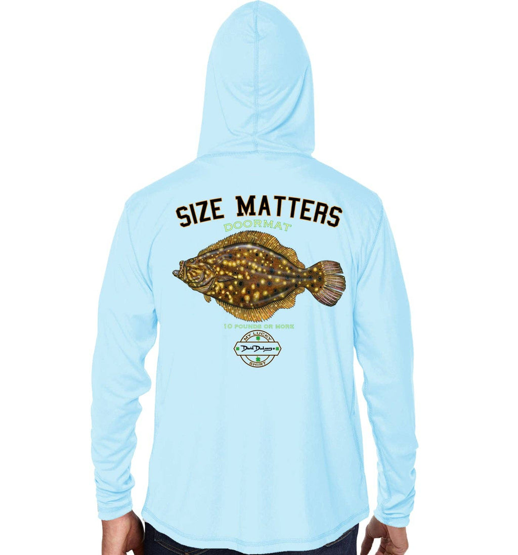 Men's Size Matters Flounder Arctic Blue Performance Hoodie