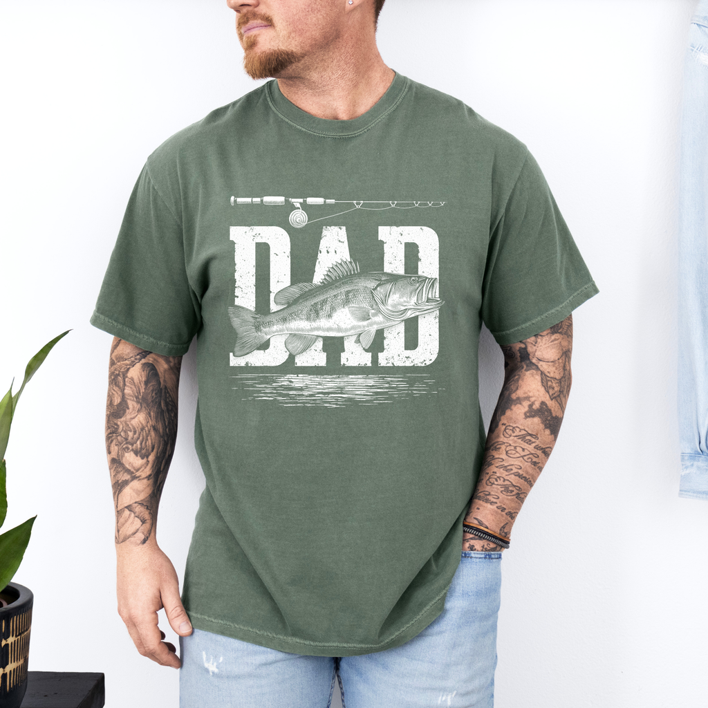 Fathers Day: Fishing Dad On Moss Comfort Colors