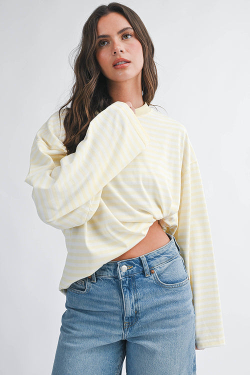 8639HN Oversized Stripe Long Sleeve Top