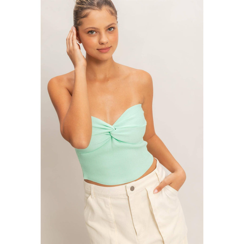 Ribbed Knot Bustier Top