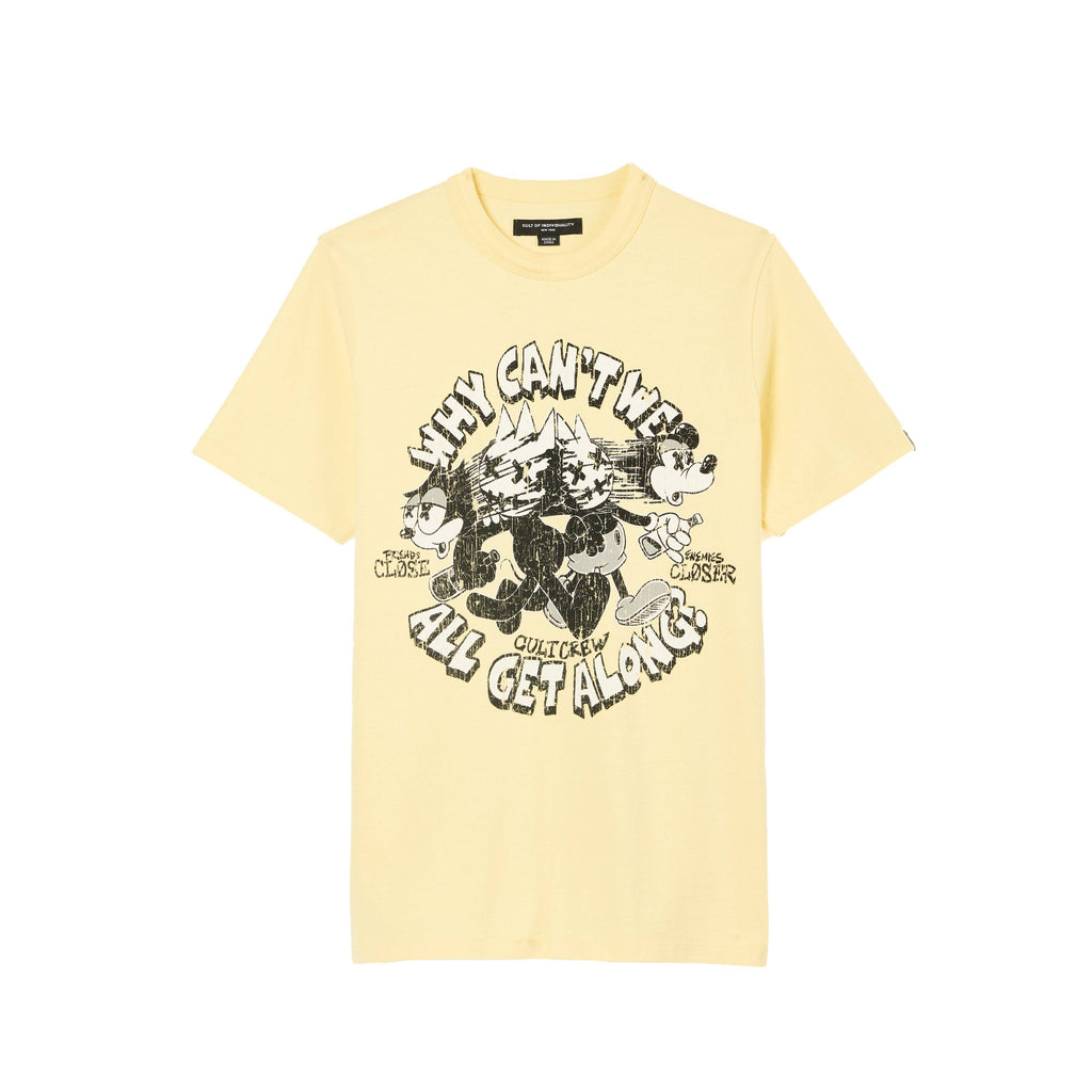 Cult's Short Sleeve Crew Neck Tee "Get Along" in Banana