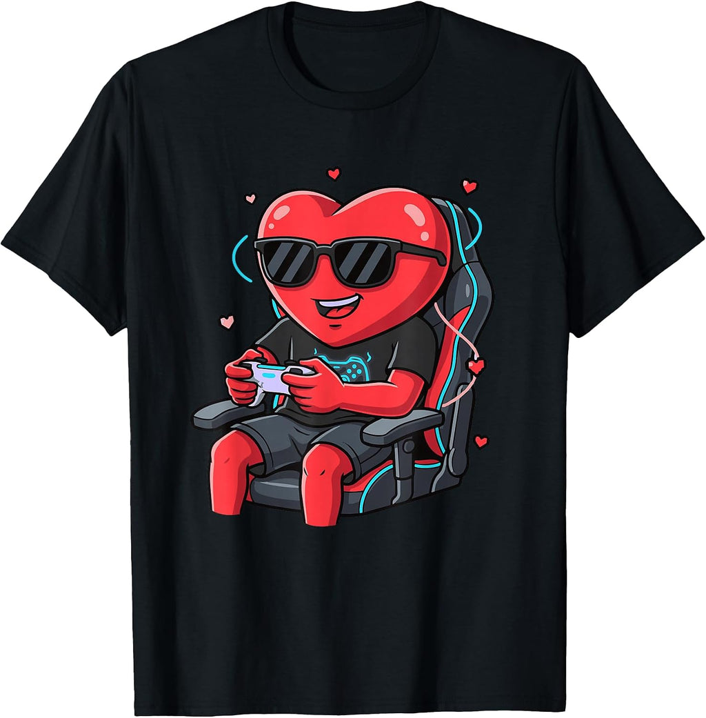 Valentine Gamer Funny Heart Video Gaming T-Shirt