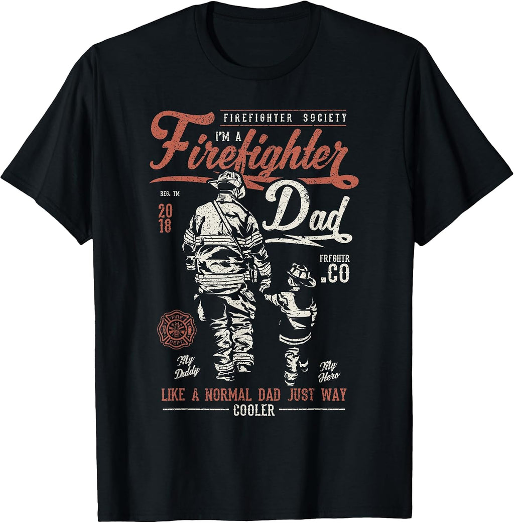 Distressed Firefighter Dad Shirt Men Fathers Day Fireman T-Shirt