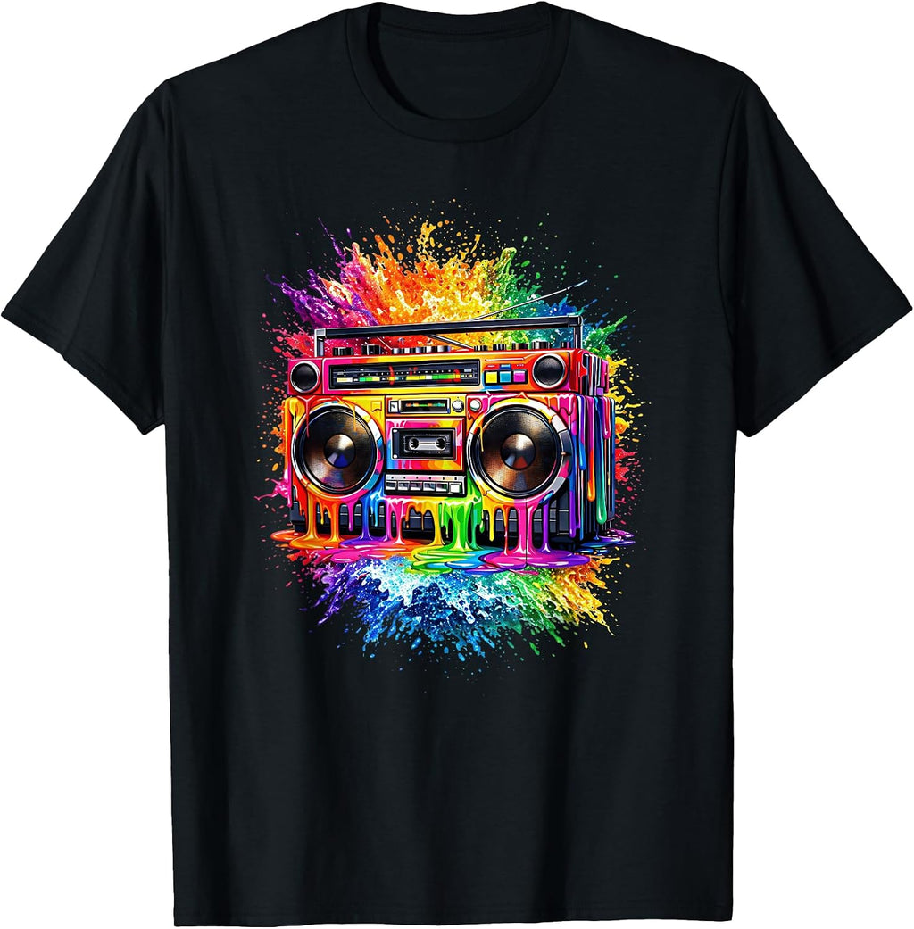 Colorful Paint Drip Boombox Retro Streetwear