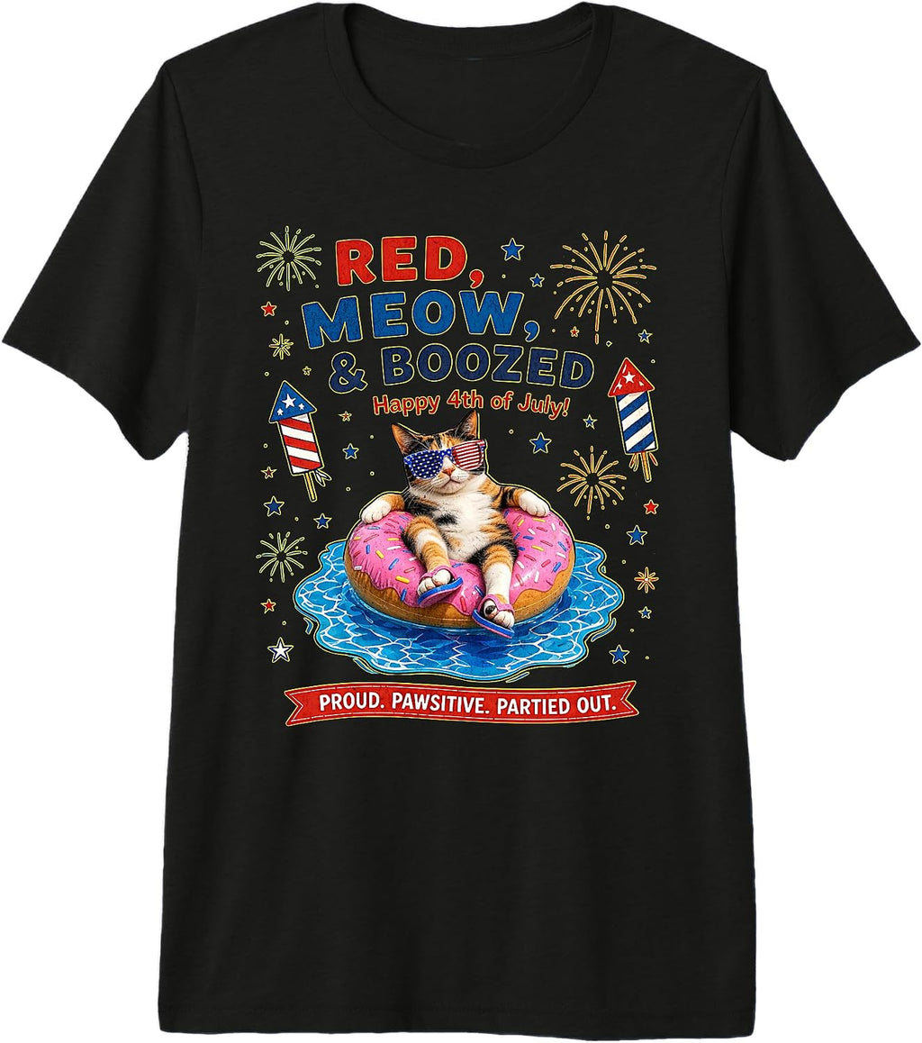 Patriotic Cat Party Club Fourth of July Humor