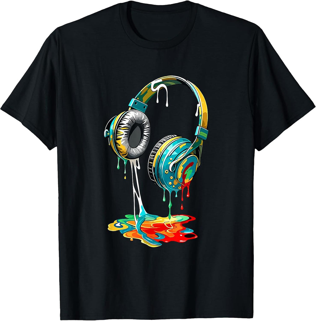 Vintage dripping melting Headphones shrits