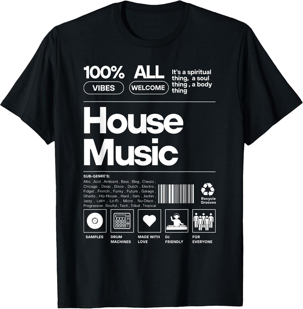 Funny HOUSE MUSIC Product Label White Design