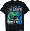 Level 12 Unlocked Awesome Since 2014 12th Birthday Gaming T-Shirt