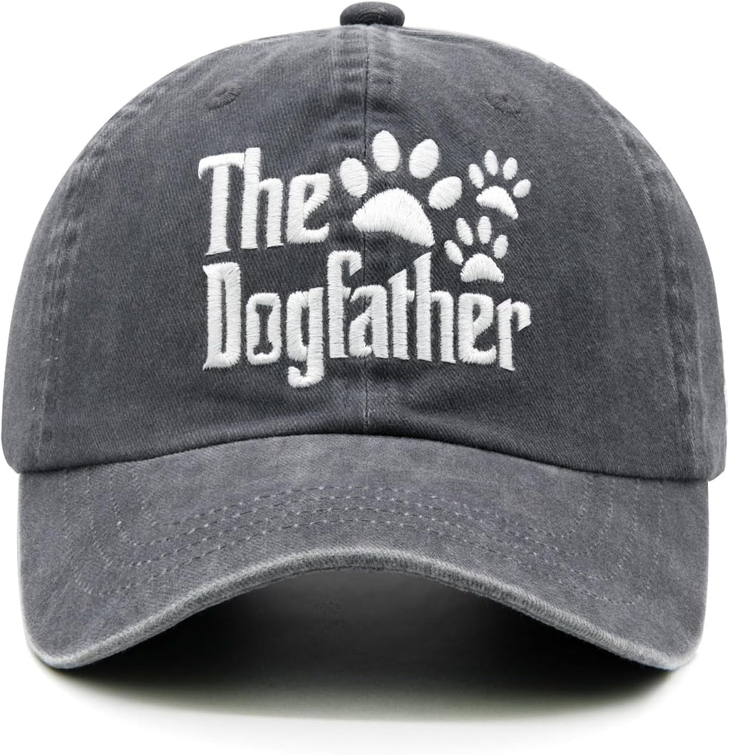 Dog Father Hat, Gifts for Dog Dad, Pet Lover, Adjustable Cotton Distressed Baseball Cap