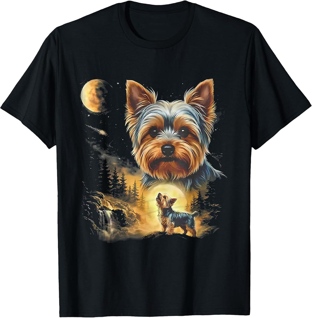 yorkie howling to the moon vintage t-shirt
