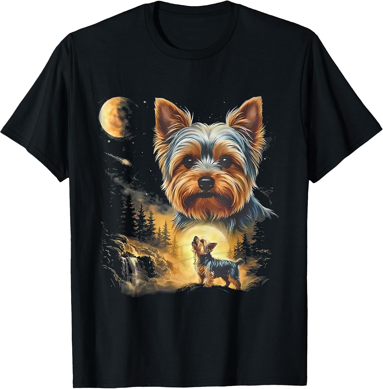 yorkie howling to the moon vintage t-shirt