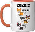 Corgi Shirt Funny Dog Lovers Gift Untoasted Toasted Burnt Ceramic Mug, Orange/White