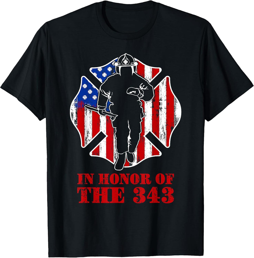 in Memory and Honor We Will Never Forget 343 Firefighter T-Shirt