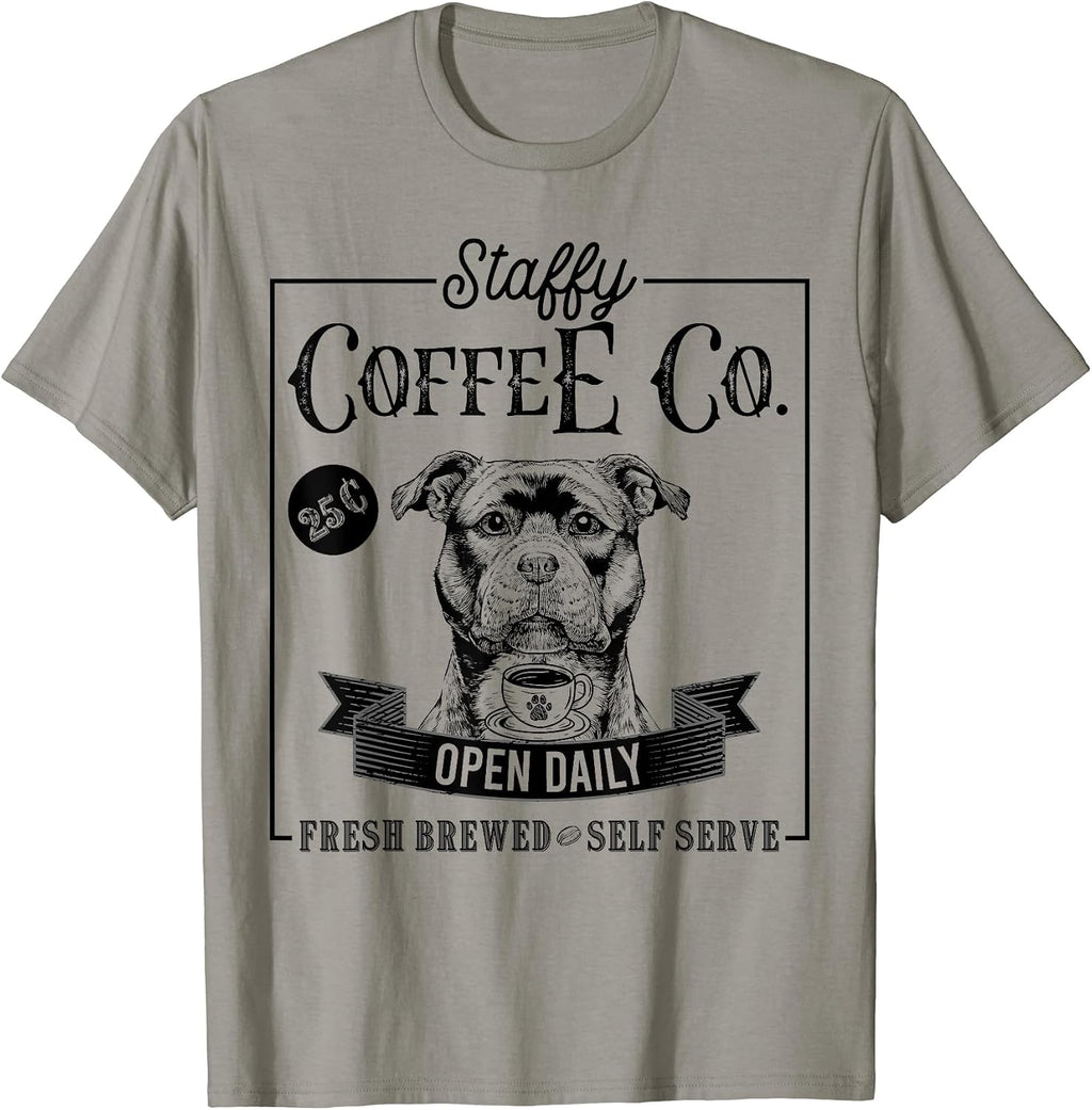 Vintage Stafford Staffy Iced Coffee and Dog Dad