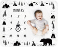 Tebaby Baby Monthly Milestone Blanket Boy - Bear Newborn Month Blanket Unisex Neutral Personalized Shower Gift Woodland Nursery Decor Photography Background Prop with Frame Large 51''x40''