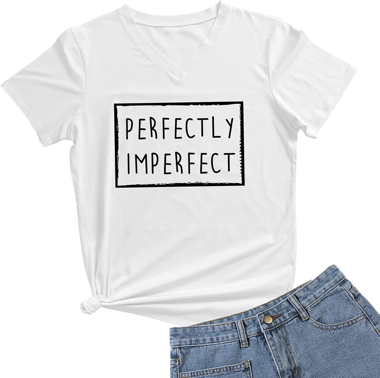 Womens Causal Short Sleeve V-Neck T-Shirt Graphic Tees