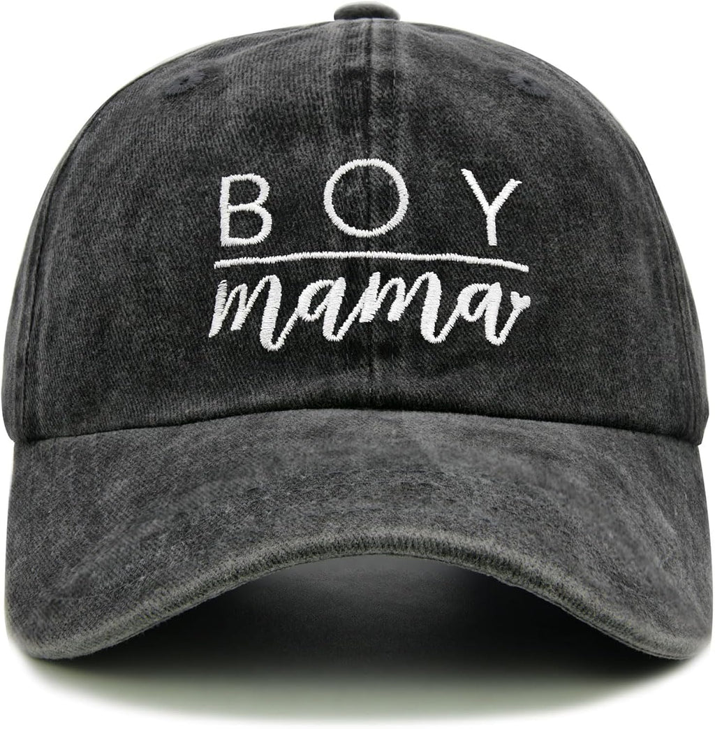 Boy Mama Baseball Cap for Women, Adjustable Cotton Embroidered Mom Hat, Funny Gift for Mothers Day, Birthday