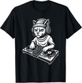 Raving DJ Cat Mixing Turntables EDM Rave Merch