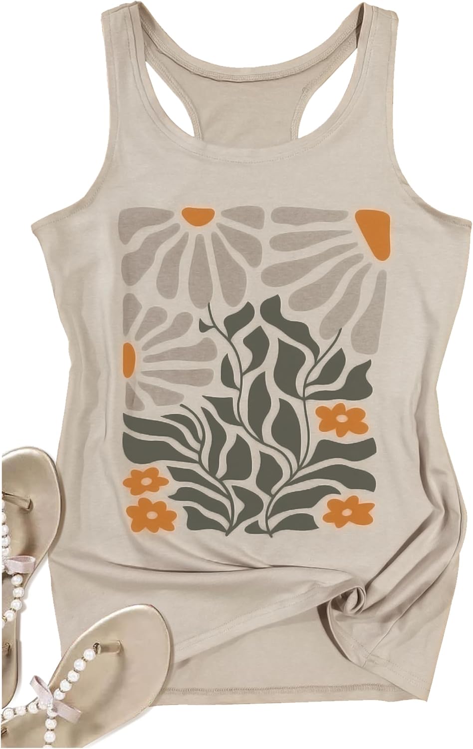 Boho Floral Racerback Tank Tops for Women American Flag Shirt Summer Sleeveless Graphic Tanks Vest Cute Mama Tank Cami